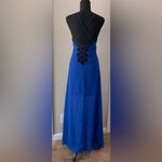 NEW Miss California Forever 21 Cobalt Electric Blue Chiffon Lace Up Maxi Dress S Photo 1