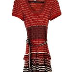 Nanette Lepore  Striped 100% Cotton Knit Ruffled Belted Mini Dress Size M Photo 2