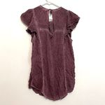 Knox Rose Purple Swiss Dot Crochet Eyelet Tie Bow Back Short Flutter Sleeve Top Photo 8