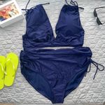 Time & Tru NWT Women's Shoulder Ruched Bikini Navy blue Top 2X Bottoms 3X Photo 1