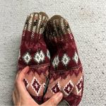 ⭐️ Fuzzy Babba Red & Brown Cozy Soft Slipper Socks Size 9 Photo 3