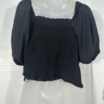 Leith  Womens Cropped Shirred Black Short Balloon Sleeve Pullover Top SZ 1X NWOT Photo 5