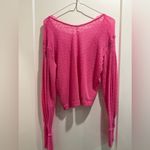 Free People  Dream Girl V-Neck Bishop-Sleeve Pink Top Size Small Photo 3
