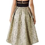 Hutch Dress Black & Gold High Low Dress Sz 2 EUC Halter Crew Neckline Open Back Photo 2