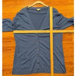 Talbots  V-NECK POINTELLE GIRLFRIEND CARDIGAN Blue Mature Career Office Sz L Photo 7