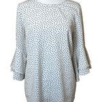 Karl Lagerfeld Top Medium White Black Polka Dot 3/4 Length Tiered Ruffle Sleeve Photo 0