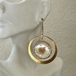 Real Pressed Daisy Resin Earrings in Gold Tone Circles Photo 5