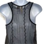 Anthropologie Vintage Y2K Mimi Chica Sheer Lace Embroidered Black Tank Top Blouse Shirt XS Photo 5