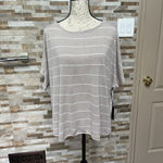 Max Studio  women linen top hi-low striped Sz M oversized Photo 2