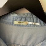 Poetry Rolled Sleeve Button Up Shirt Crochet Back Roll Top Womens Blue Large L Photo 2