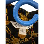 Nanette Lepore  Black Gold Chain Tassel Print Shirt untuck Dress Size 8 Midi Photo 4