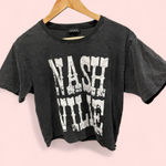 Cute washed black western block print Nashville crop top t Photo 1