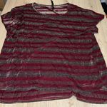 Seven7  luxe Women's Striped Burgundy Top short sleeve shirt top Photo 0
