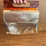 Vintage Gold Metallic Faux Leather Lucite Tortoiseshell‎ Clutch Shoulder Bag Photo 12