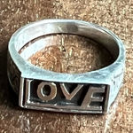 Love carved stamped sterling silver ring Photo 0