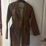 Princess Polly  Faux Leather Trench Coat Camel Brown Photo 3