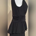 Jessica Howard  Black Stretch Form Fitting Ruched Peplum Little Black Dress Sz 10 Photo 6