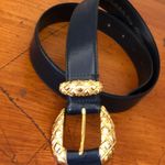 Cipriani Belt Glazed Cowhide On PVC Lining Black Gold Tone Buckle Size Large Photo 2
