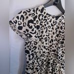 Who What Wear Black and Cream Animal Print Midi Dress Photo 3