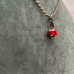 Red sparkly bling platform heel shoe necklace silver tone chain Photo 6