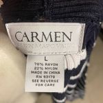 Carmen Marc Valvo Carmen Marc Valvo Womens Ribbed Stripe Asymmetrical Hem Cardigan Large Photo 3