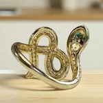 Gold Crystal Snake Ring Size 8 Photo 3