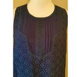 YA Los Angeles Navy Blue Lace Pleated Yoke ModCloth Shift Dress by Medium Photo 1