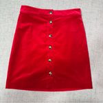 Talbots  Velveteen Button Front A-Line Skirt Red Velvet Stretch Knee Length NWT Photo 7