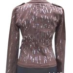 Cache Brown Sequin Encrusted Gemstone Buttons Jacket Top Fitted Stretch $198 NWT Photo 6