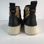 Toms Women Black Suede Leopard Ankle Boots Platform Wedge Side Zip Size 7.5 Photo 2