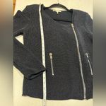 Maje  Empire Black Sweater Knit Blazer Moto Jacket Size 3/L Photo 10