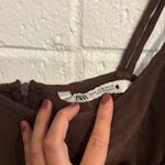 ZARA  brown linen blend strappy midi dress Photo 3