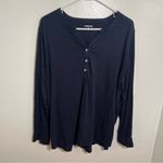 Lands' End Lands’ End Henley Shirt Navy Blue 1X Photo 1