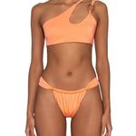 Baobab Taki One Shoulder High Waist Bikini Set Coral Orange Womens Size XS Photo 2