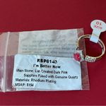 Bomb Party RBP6143 “I’m Better Now” Sapphire/Quartz on Rhodium Size 10 Ring NWT Photo 4