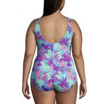 Lands' End Tropical Floral Tugless Low Leg Soft Cup One Piece Swimsuit Size 18 Photo 1