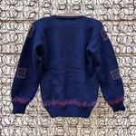 Vintage Skyr wool navy blue Art Deco geometric sweater Photo 2