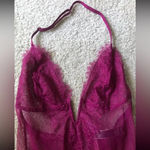 Victoria's Secret NWT Victoria’s Secret Halter Lace Thong Bodysuit Size Small (tagged M) Burgundy Photo 1