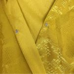 WAYF Sav Yellow Gold Snake Print Bodysuit Low Cut Long Puff Sleeve Medium New Photo 6