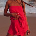 Free People red orange strapless layered + relaxed boho short sunsational set Photo 3