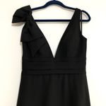 Mac Duggal  Black Bow Shoulder V Neck Gown Dress, size 4 Photo 2