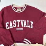 Pull & Bear Paradise League Maroon Cropped Sweatshirt Size S Long Sleeve Red Photo 6