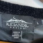 Vintage Icelandic Design Velvet Chenille Zip Up Cardigan Sweater Nordic Womens L Black Size L Photo 12