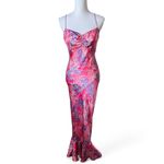 Saloni Floral Pink floral silk mimi Maxi Dress wedding guest sleeveless feminine Size 4 Photo 2