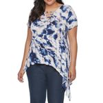 Jennifer Lopez Plus Size Strappy Asymmetrical Top Mauve Purple ish Animal Print Photo 3