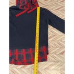 DJT Red Plaid Navy Blue Hoodie Layered Look Women XL Christmas Grunge X Photo 4