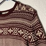 Next Womens Size L Wool Blend Fair Isle Red Cream Knit Sweater Dress Long Sleeve Photo 1