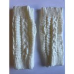 Women’s Cable Knit Fingerless Gloves White One Size Photo 3