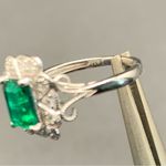 1.75 ct Lab Created Emerald & Diamond Ring Antique Style Sterling Silver Size 7 Green Photo 7
