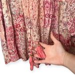 ZARA  Boho Patchwork Floral Dress Pink Red Long Sleeve Tassel Tie Mini Sz Small Photo 4